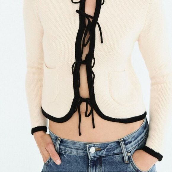 ZARA KNIT CARDIGAN WITH TIES - Picture 3 of 10